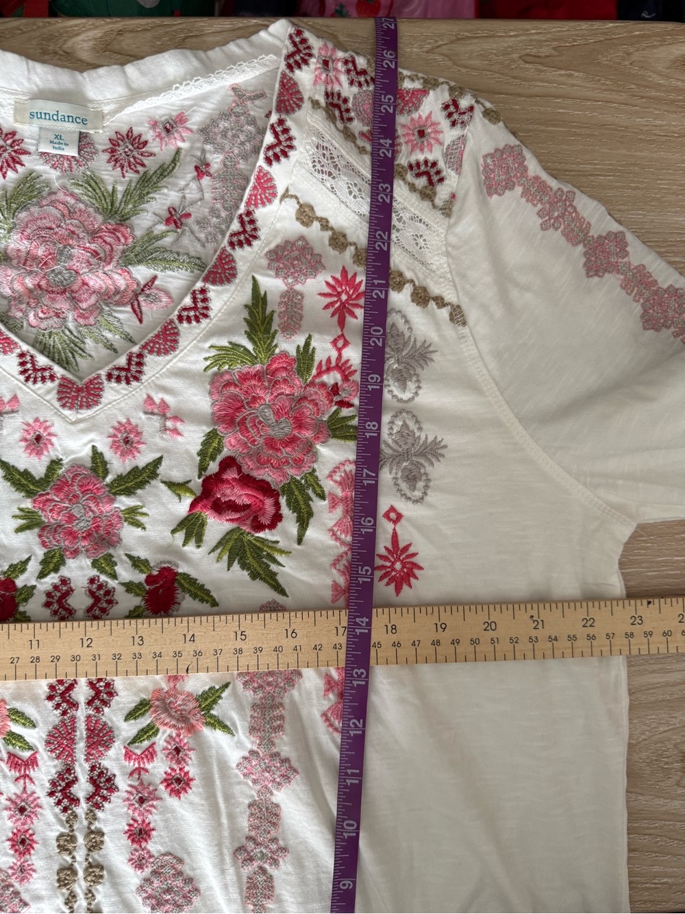 Sundance XL Glacier Garden Embroidered Long Sleeve Top White - Picture 5 of 6